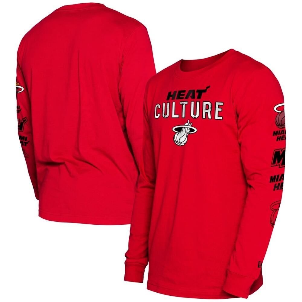 Mens Miami Heat New Era Red City Edition graphic Long Sleeve T-Shirt size medium